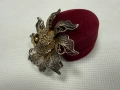 Филигранна сребърна брошка с позлата. №7794, снимка 4