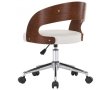 Въртящ офис стол, бял, извито дърво и изкуствена кожа, снимка 5
