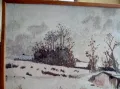 ЗИМА Стара Авторска Българска МАСЛЕНА КАРТИНА Зимен Пейзаж 80/50см ПОДПИСАНА, снимка 11