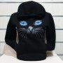 Нов дамски суичър с 3D трансферен печат Котка със сини очи