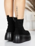 Боти на платформа - черен велур, снимка 4