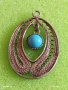Старинен сребърен филигранен медальон с тюркоаз 41329, снимка 8