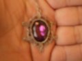 Арт Деко  посребрен медальон филигран лилав кристал  , снимка 8