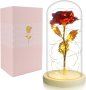 Златна роза в стъкленица с ЛЕД осветление, снимка 1