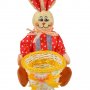 Великденска декорация, Заек с кошница, Многоцветна, 15x15x30см