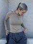 Нова дамска тънка едноцветна тениска с дълъг ръкав и кръгло деколте, 6цвята - 024, снимка 10
