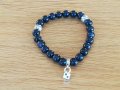 Дамска Гривна Стерлингово Сребро и 8 мм Камъни Синя Звездна Галактика /Син Пясъчен Авантюрин, снимка 4