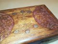 КРАСИВА ДЪРВЕНА КУТИЯ С ЧЕРЕН КАМЪК-16Х10Х6СМ, снимка 3
