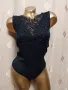 S/M Черно боди с богата рязана бродерия , снимка 4