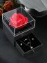 Криогенна роза в кутия с чекмедже ,колие ,обеци и 2 бр пръстени **АКЦИЯ, снимка 1 - Обеци - 43885515