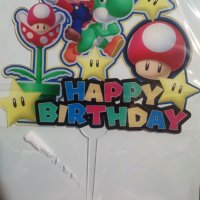 Супер Марио Super Mario цветен пластмасов топер украса табела за торта рожден ден, снимка 2 - Други - 33087941