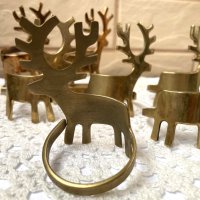 Красиви пръстени за салфетки с еленчета от месинг, 7 бр, от Англия, снимка 5 - Антикварни и старинни предмети - 43288798