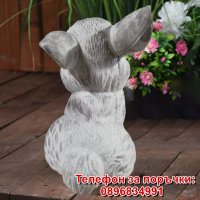 Декоративна градинска фигура на зайче от бетон – бяло със сиво, снимка 4 - Градински мебели, декорация  - 32033614
