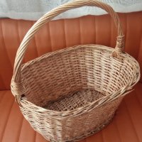 Стара плетена кошница, обла, снимка 1 - Антикварни и старинни предмети - 43426848