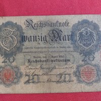 Райх банкнота 20 марки 1914г. Германия уникат за колекционери 28217, снимка 7 - Нумизматика и бонистика - 37143463
