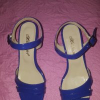Кралско сини сандали на ток Мегияс, снимка 4 - Сандали - 33561789