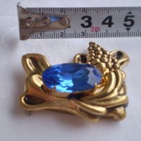 Винтидж  брошка панделка месинг синя апликация, снимка 5 - Антикварни и старинни предмети - 39290030