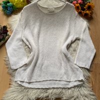 Бял пуловер с пайети, снимка 1 - Блузи с дълъг ръкав и пуловери - 38958591
