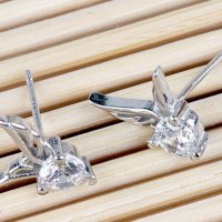 Сребърни Обеци Диамантени криле - 925 печат сребро BA216, снимка 4 - Обеци - 28147664