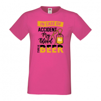 Мъжка тениска In Case Of Accident My Blood Type Is Beer,Бира,Бирфест,Beerfest,Подарък,Изненада,Рожде, снимка 6 - Тениски - 36378219