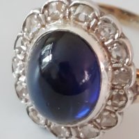 Стар антикварен златен дамски пръстен с диаманти и сапфир/злато 18 к. , снимка 10 - Пръстени - 39812205