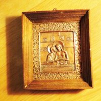 Старинна медна икона Дева Мария, Богородица и Исус Христос  - Внос Израел, Йерусалим, снимка 2 - Декорация за дома - 35658230