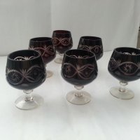 Кристални чаши цветен червен кристал, снимка 1 - Антикварни и старинни предмети - 33682419