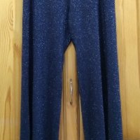 Черен панталон- трикотаж с ламе,XL, снимка 1 - Панталони - 43035376