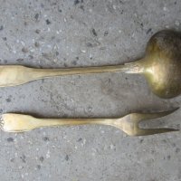 Месинг бронз черпак и голяма вилица метал антика, снимка 5 - Антикварни и старинни предмети - 33342012
