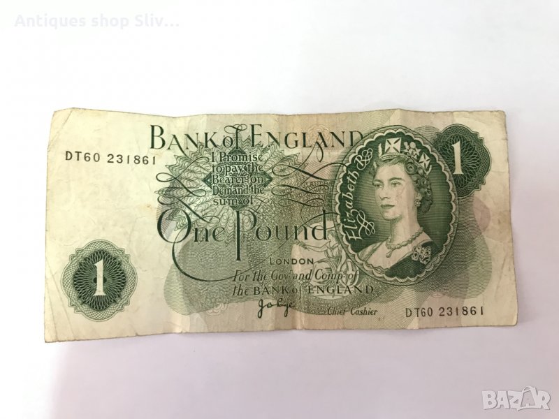 Рядка банкнота Англия 1 паунд. №0390, снимка 1
