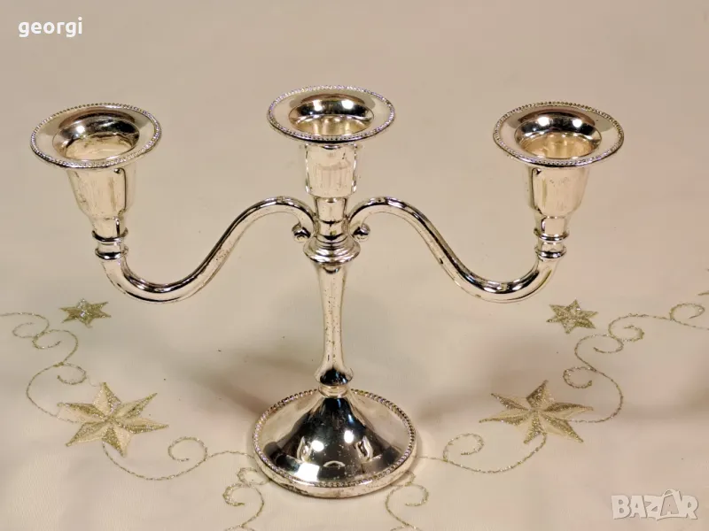 посребрен свещник тройка   23/2, снимка 1