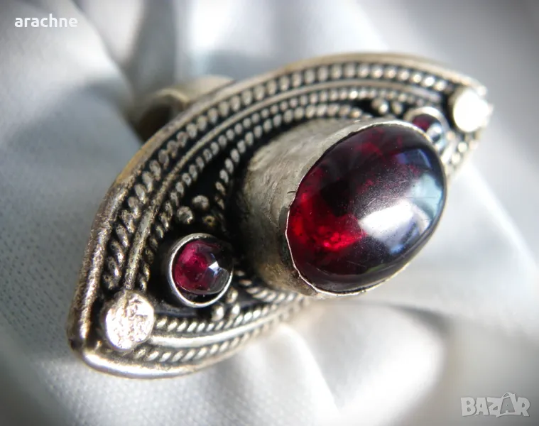 Османски пръстен с гранати от ХIХв., снимка 1