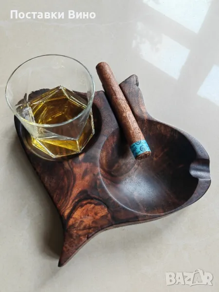 Арт пепелник за пури с място за чаша, снимка 1