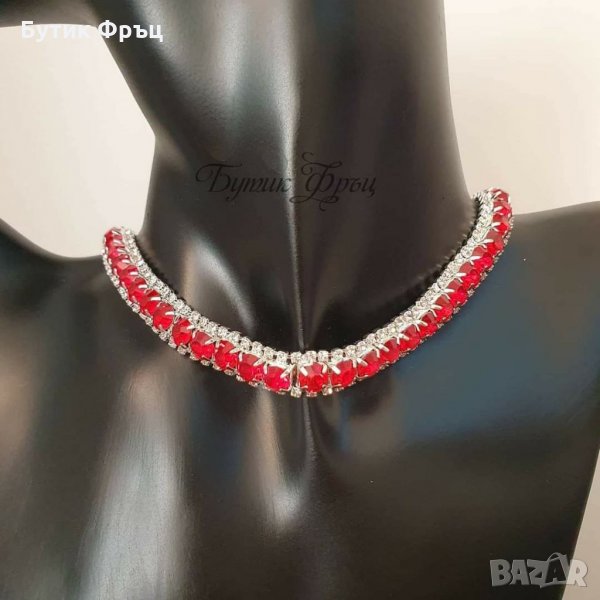 Чокър червени кристали , снимка 1