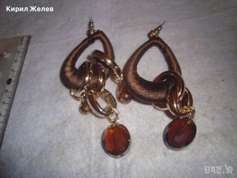 ХЕНД-МЕЙД ЗЛАТИСТИ ВИНТИДЖ АРТ ОБЕЦИ с ФАСЕТИРАНИ КРИСТАЛИ 92471, снимка 1