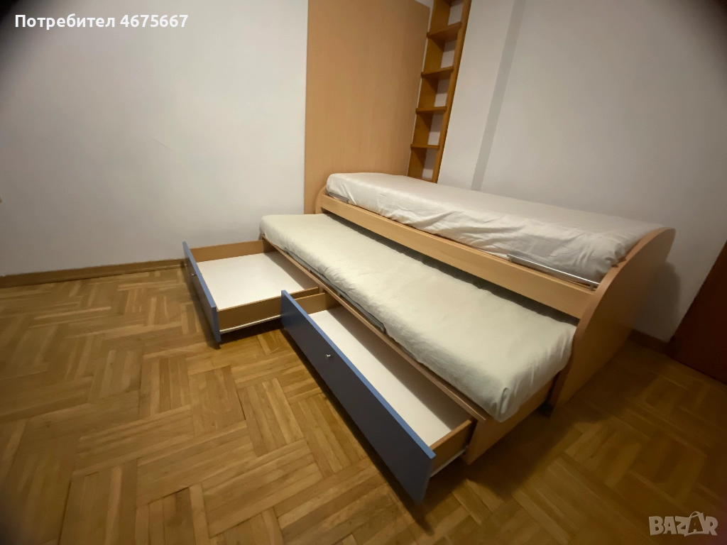 Двойно детско легло 90x200см, с матраци, снимка 1