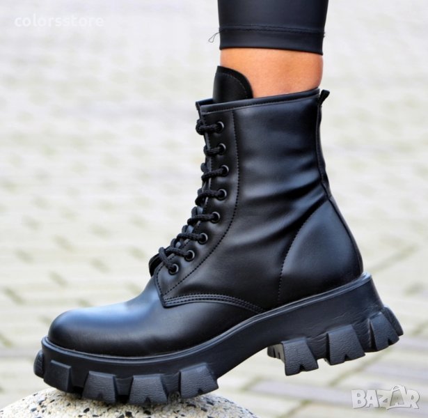 Равни боти - черна кожа - B0912, снимка 1