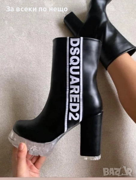 DSQUARED2 Дамски Черни Зимни Боти На Ток Дискуаред2 Код S35, снимка 1