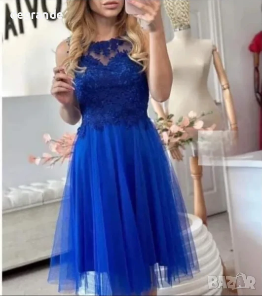 Синя Дамска къса рокля, снимка 1