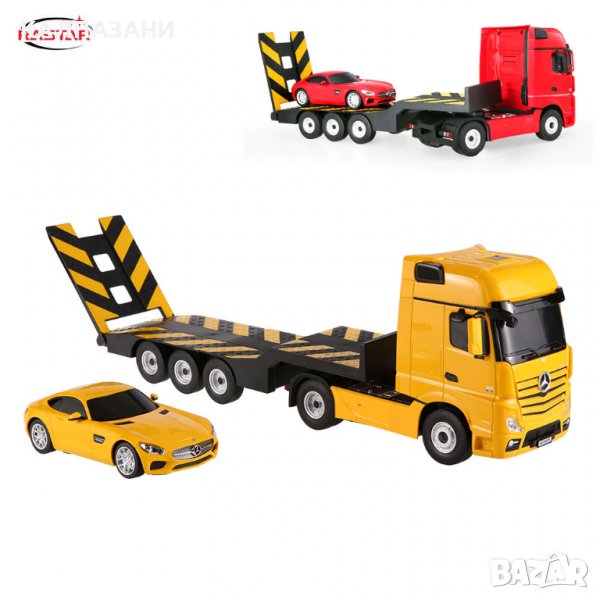 Rastar Автовоз и кола MERCEDES-BENZ ACTROS/ MERCEDES AMG GT 74920, снимка 1