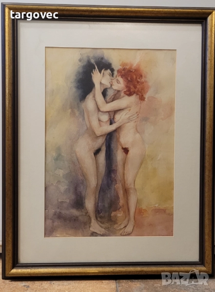 Акварел "приятелки" картина еротика, снимка 1