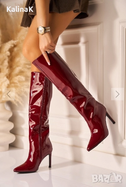 Лачени Бордо ботуши, снимка 1