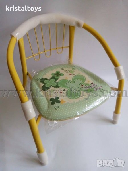 Стол детски с метални крака, облегалка и картинка в жълто, снимка 1