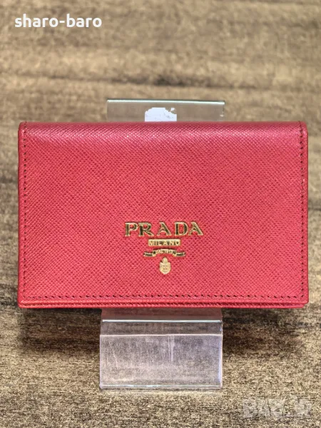 Prada Small Card Case Wallet Red Saffiano , снимка 1