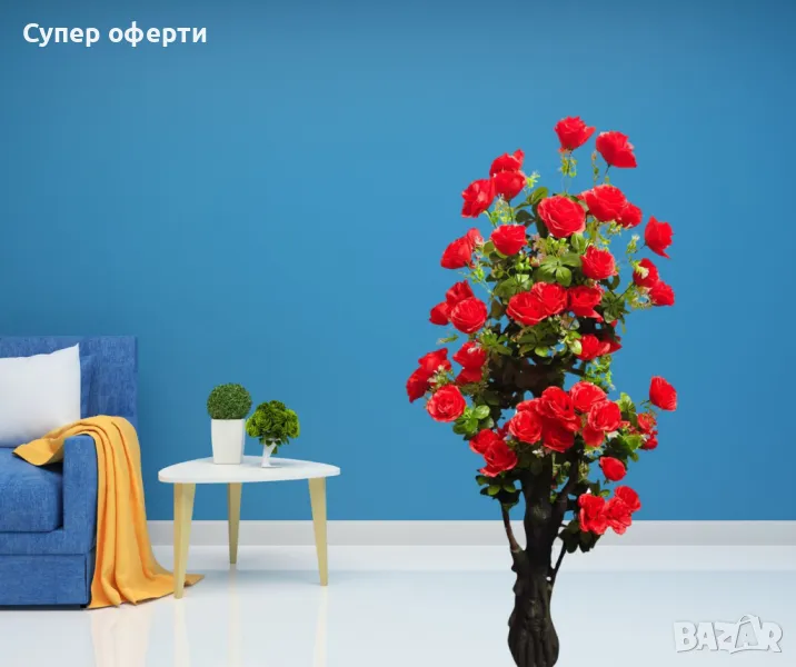 Изкуствено дръвче с червени рози ,1.70 м, снимка 1
