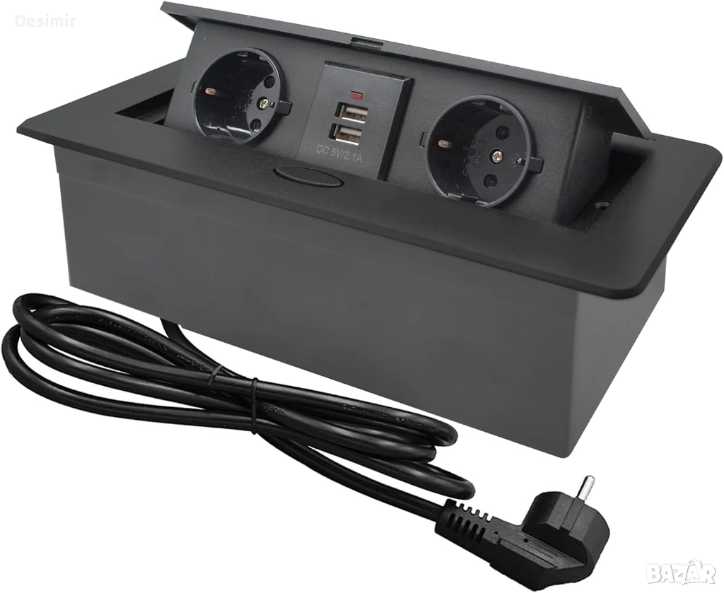 Вграден прибиращ се контакт CHENGPI – 2x220V + 2xUSB, снимка 1