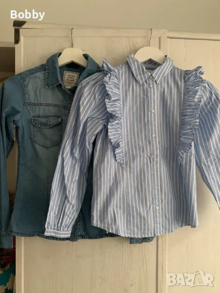 Дънкова риза и риза на райе 9-10 год., снимка 1