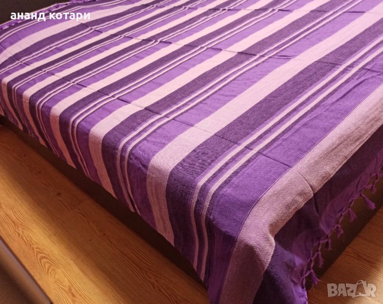 Памучен чаршаф ръчно тъкан- лилав, снимка 1
