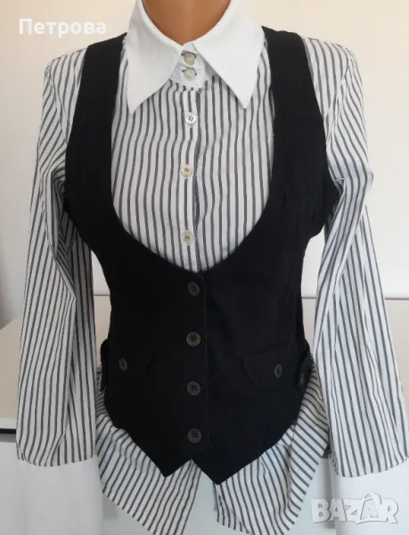 Дамски черен елегантен елек, снимка 1