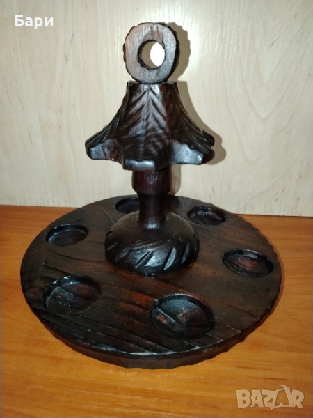 Красива дървена стойка за шест лули, снимка 1